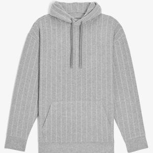 Men's Express Medium Stripe Gray Hoodie Pullover Sweater w/ Pocket Pouch